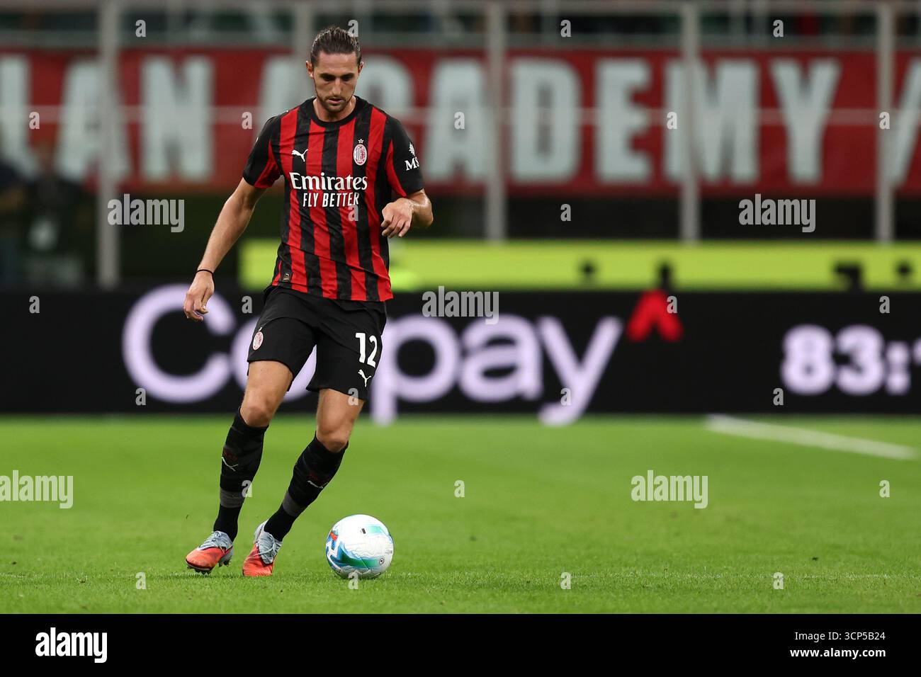 Adrien Rabiot of Ac Milan in action during the Coppa Italia Round of 16 ...