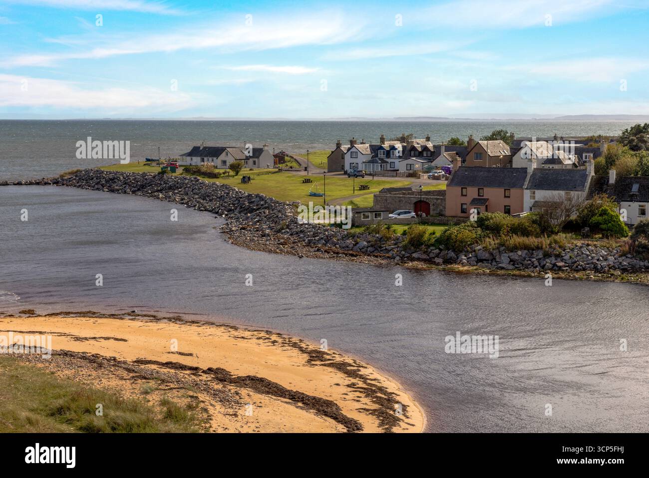 Historic Brora Harbour, located at the mouth of the River Brora on the Sutherland coast Stock Photo