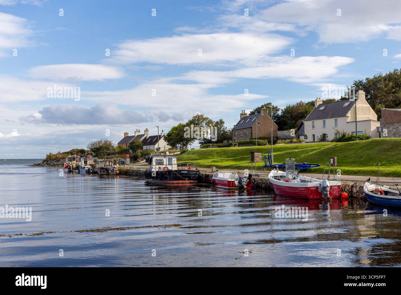 Historic Brora Harbour, located at the mouth of the River Brora on the Sutherland coast Stock Photo