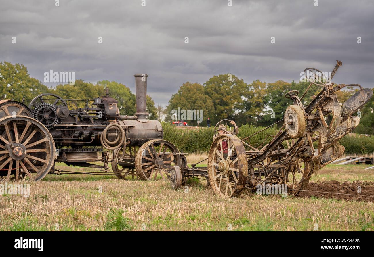 Dave Coppard aligns a 1920s Fowler's Bantam plough as two traction ...