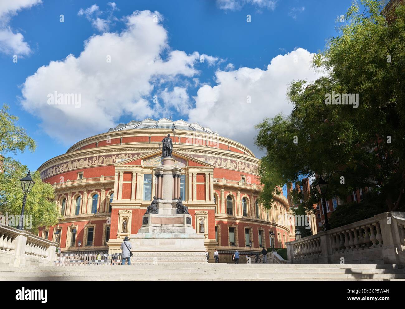 Prince Albert memorial statue outside the south side of the Royal Albert Hall, London, England. Stock Photo