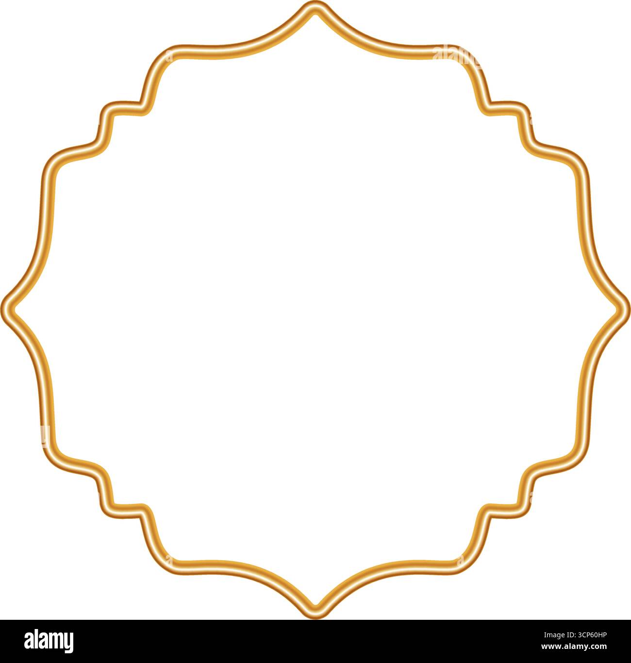 Golden ornamental vignette 3d border. Geometric shiny frame with ornate ...