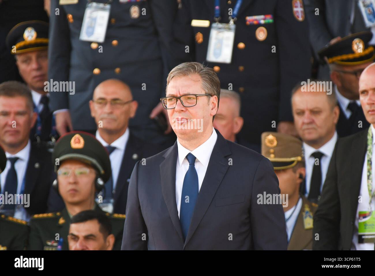 Aleksandar Vucic Serbian president at military parade with guests in ...