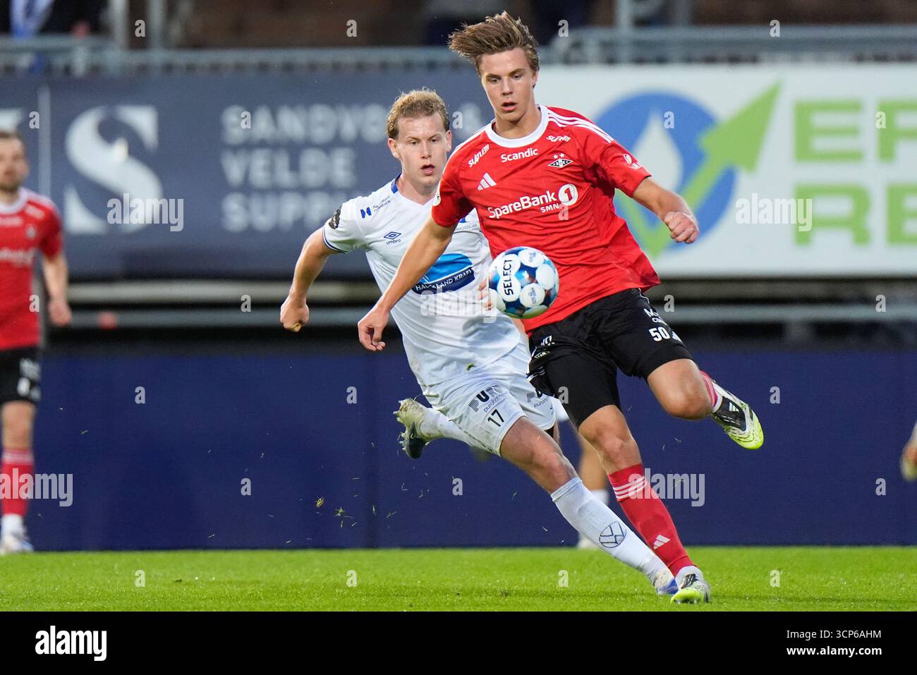 Haugesund 20250924. Rosenborg's Håkon Volden and Haugesund's Håvard ...