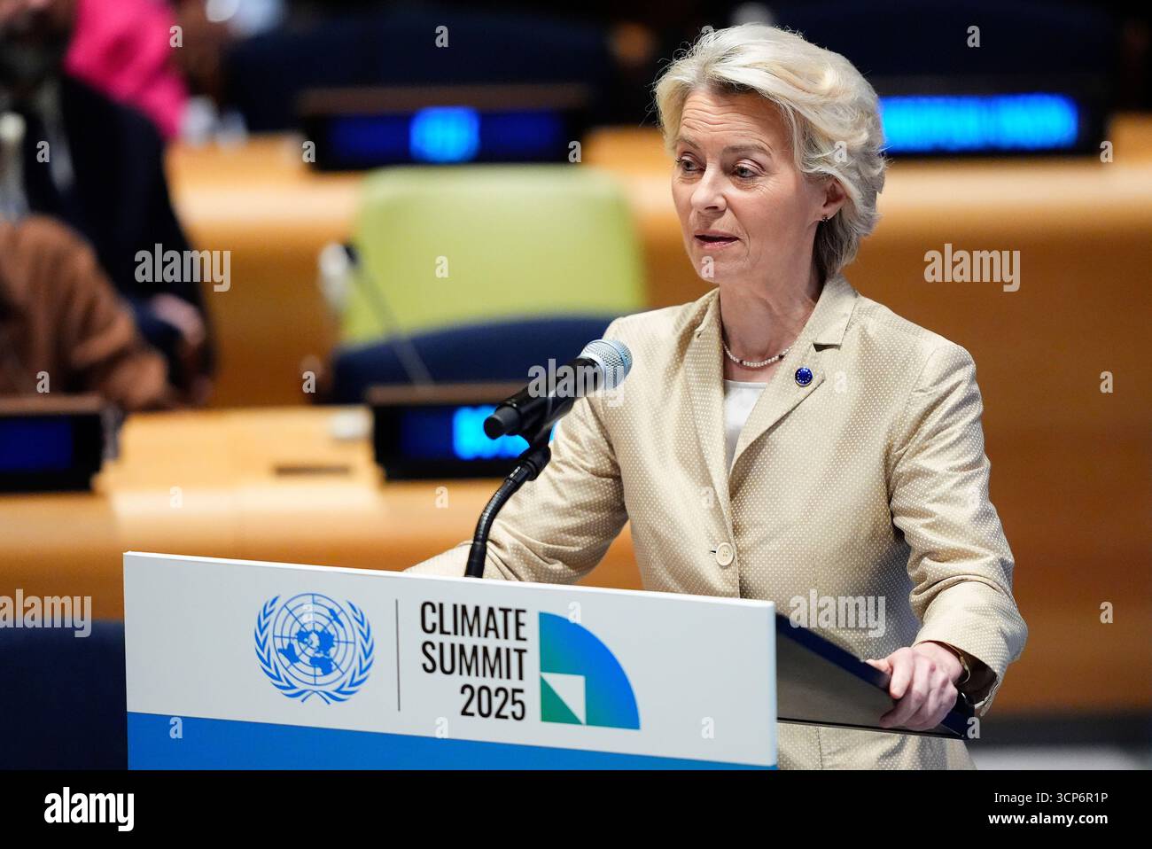 European Commission President Ursula von der Leyen speaks during a ...