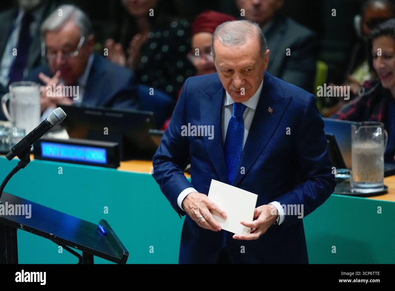 Turkey President Recep Tayyip Erdogan steps away from the podium after ...