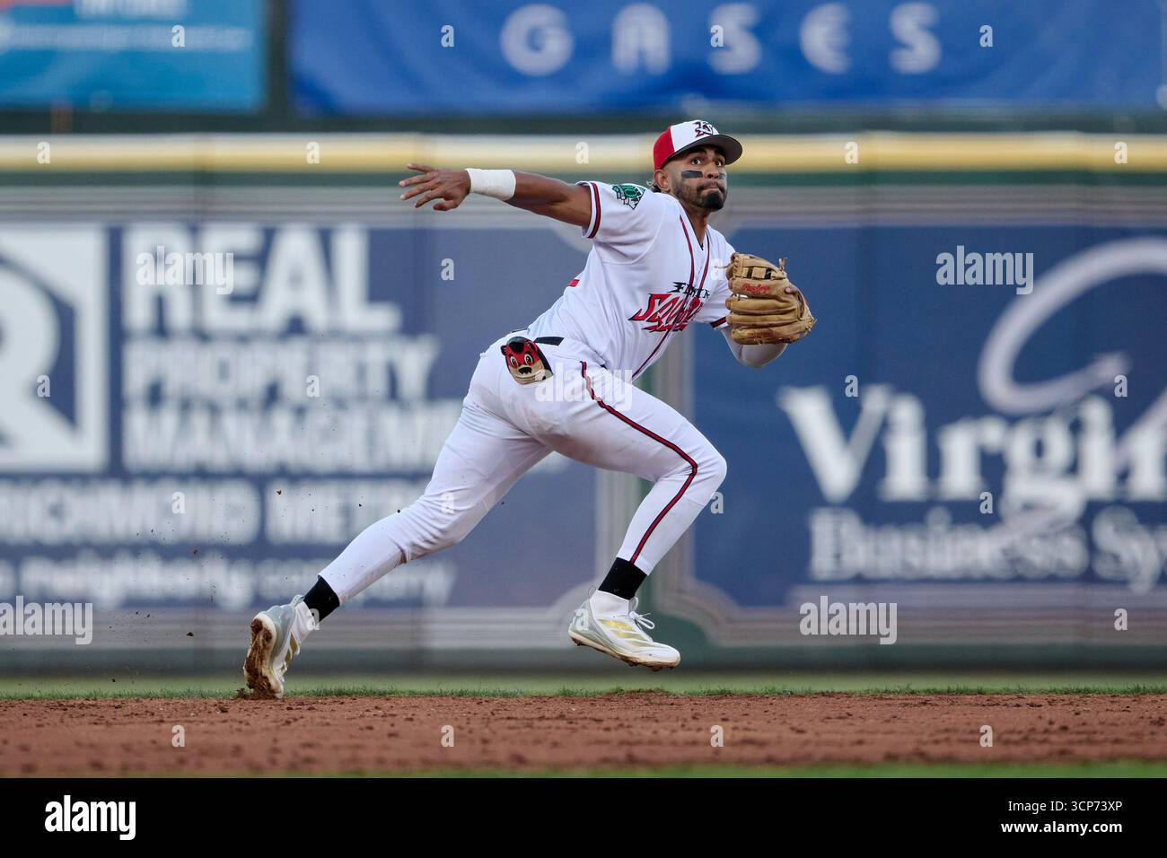 Richmond Flying Squirrels shortstop Aeverson Arteaga (13) fielding ...
