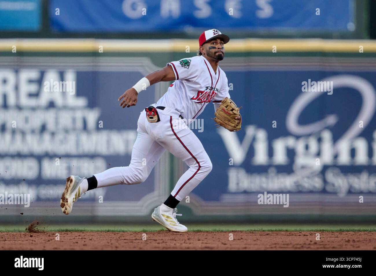 Richmond Flying Squirrels shortstop Aeverson Arteaga (13) fielding ...