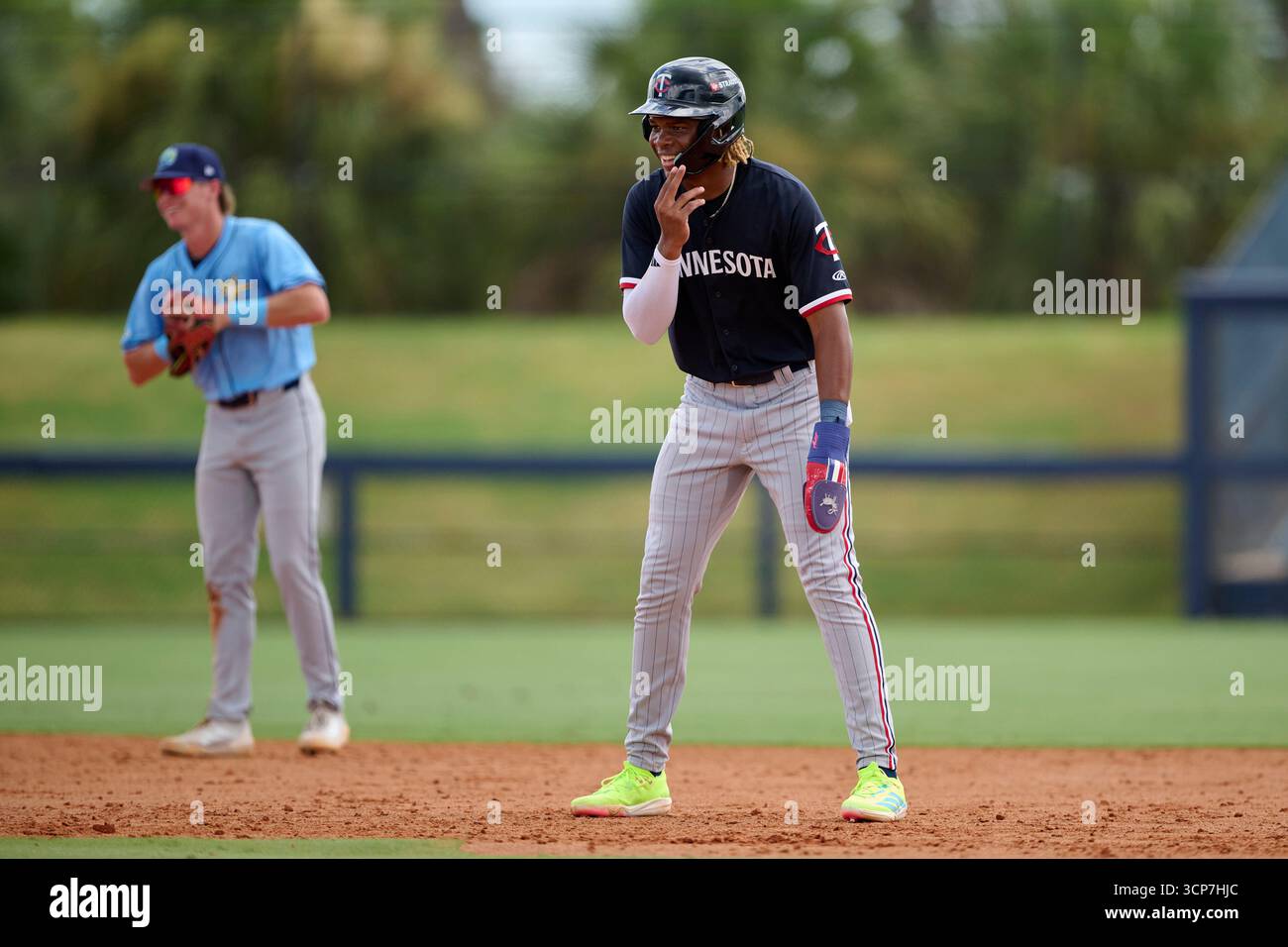 Minnesota Twins Quentin Young (40) leads off second base during an MiLB ...