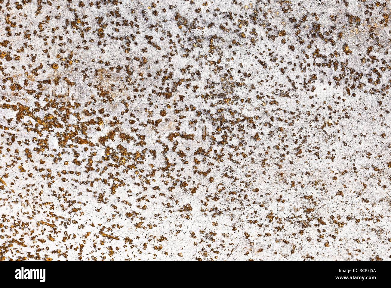 Rusty metal surface texture. Corroded steel with oxidation stains. Old industrial sheet with decay. Abstract detail background of weathered material. Stock Photo