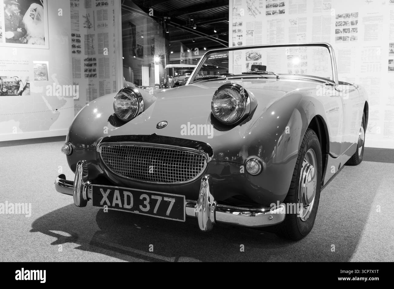 Sparkford.Somerset.United Kingdom.January 12th 2025.An Austin Healey Sprite is on show at the Haynes Motor Museum in Somerset Stock Photo