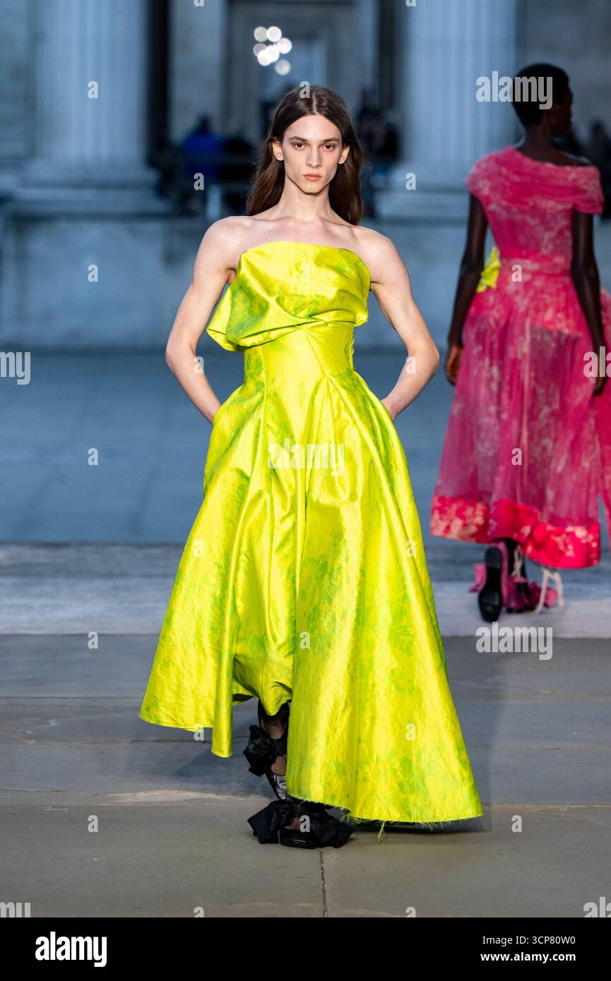 A model is seen on the catwalk at the Erdem fashion show during London ...