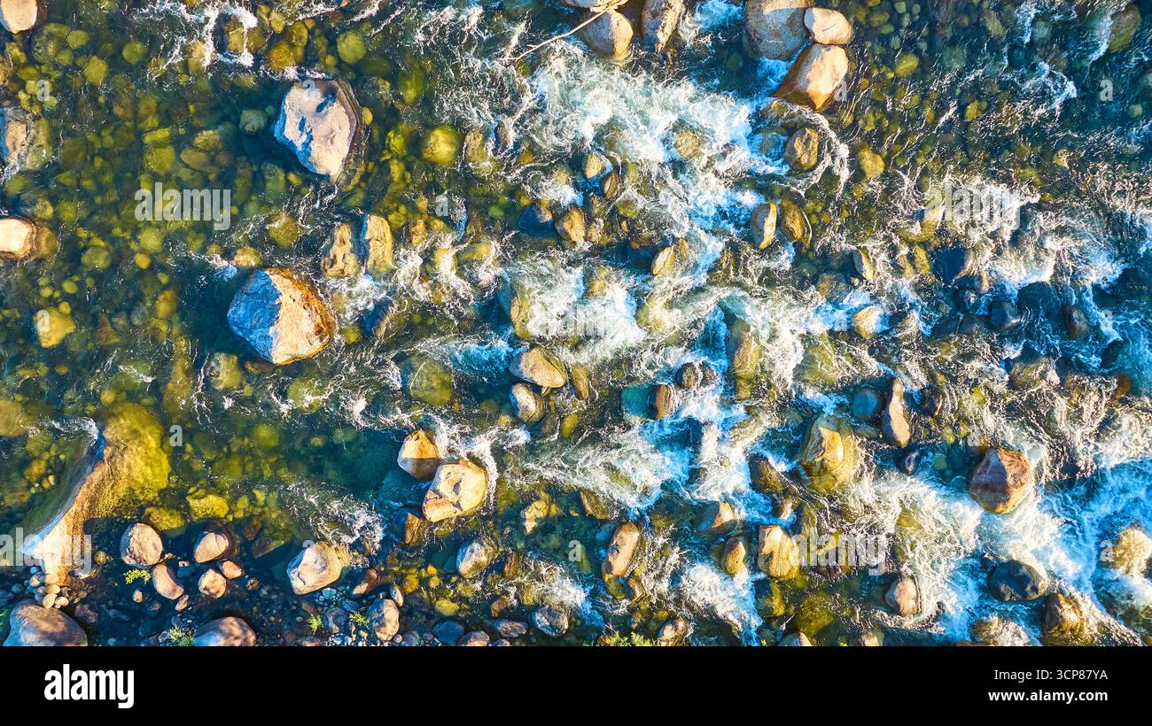 Aerial Rocks Aerial Flowing River Rocks and Whitewater Top Down Stock Photo - Alamy