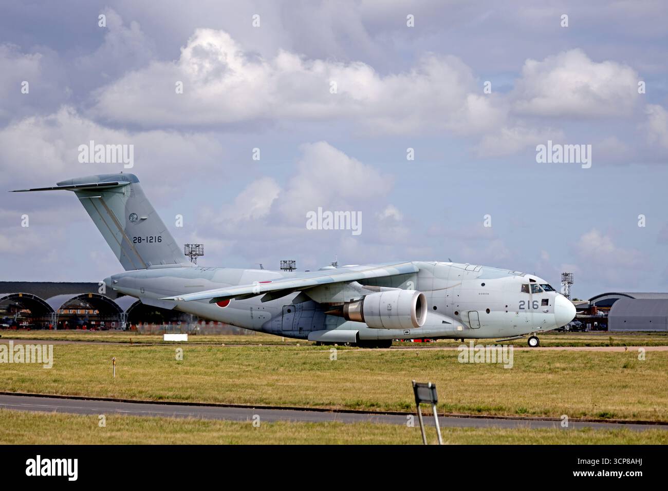 A Japan - Air Self-Defense Force Kawasaki C-2 plane prepares to leave ...