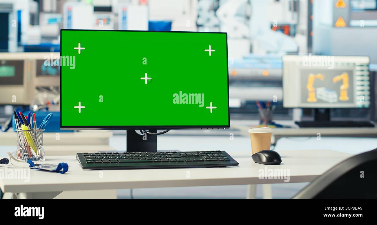 Mockup PC display in photovoltaics factory used to monitor system ...