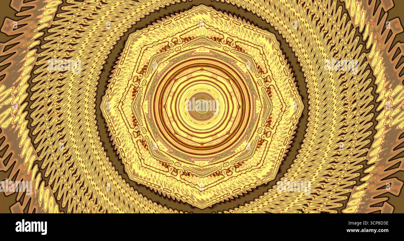 A vivid golden spiral pattern swirls in a geometric design, creating a ...