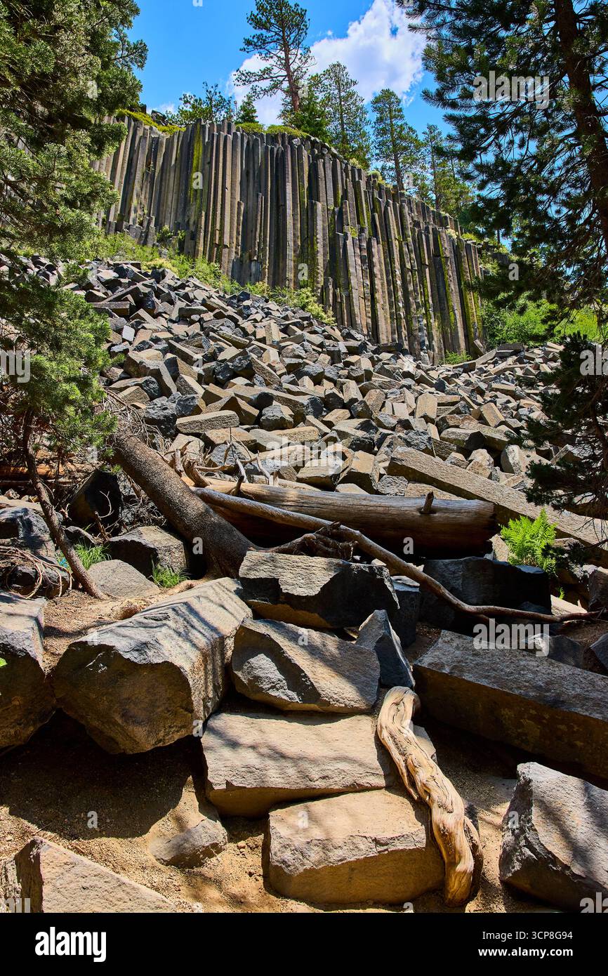 California Devils Rocks Basalt Columns and Boulder Field at Devils Postpile National Monument ...