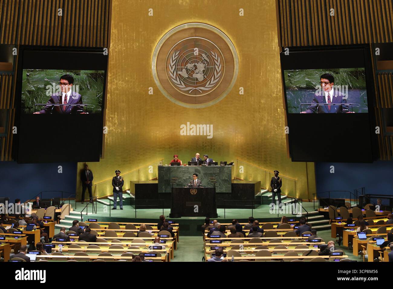 Madagascar President Andry Rajoelina addresses the 80th session of the ...