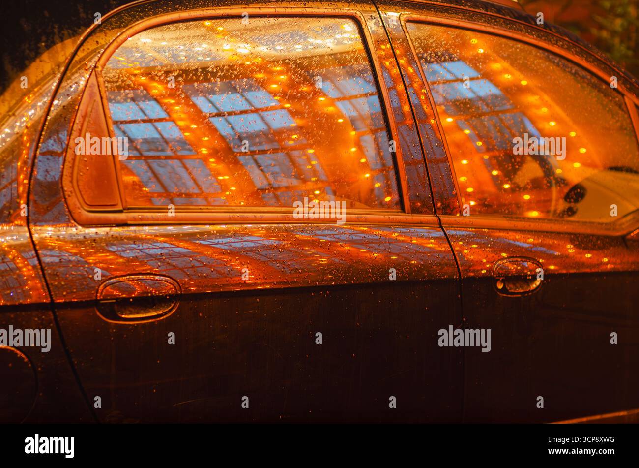 Diwali lights reflecting off the windshield of a car. Creative effect ...