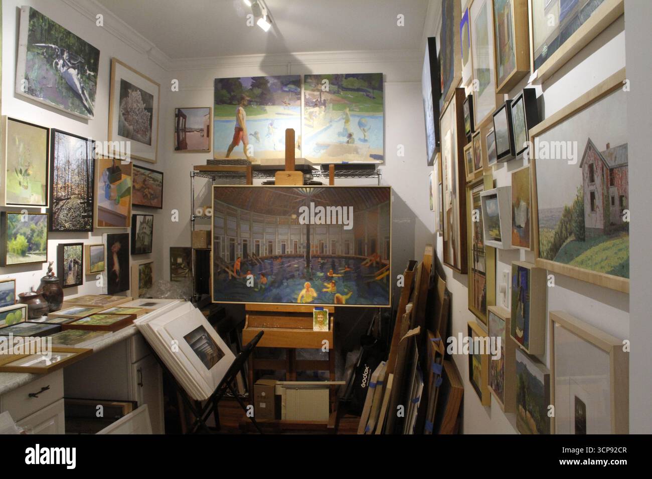 Interior of a small art studio Stock Photo - Alamy
