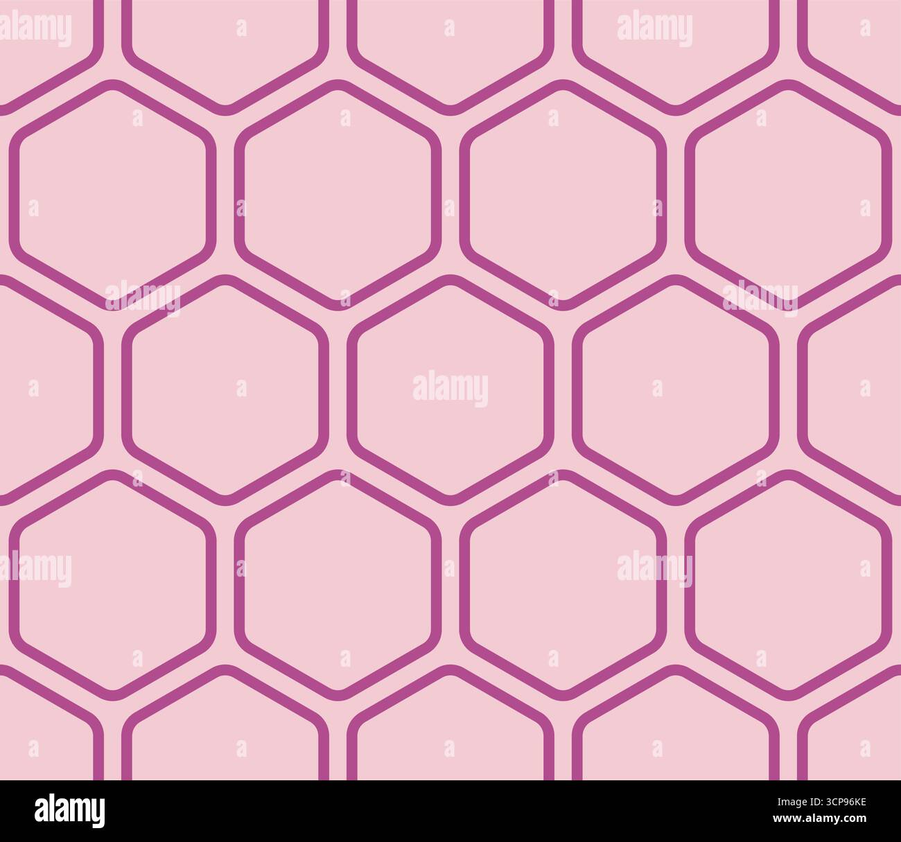 Background with Hexagon Pattern. Medium Red-Violet color on matching background. Bold rounded hexagons mosaic pattern. Large hexagons. Stock Vector