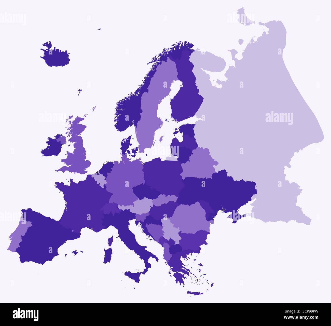 Map of Europe with countries. Simple continent border map with country ...