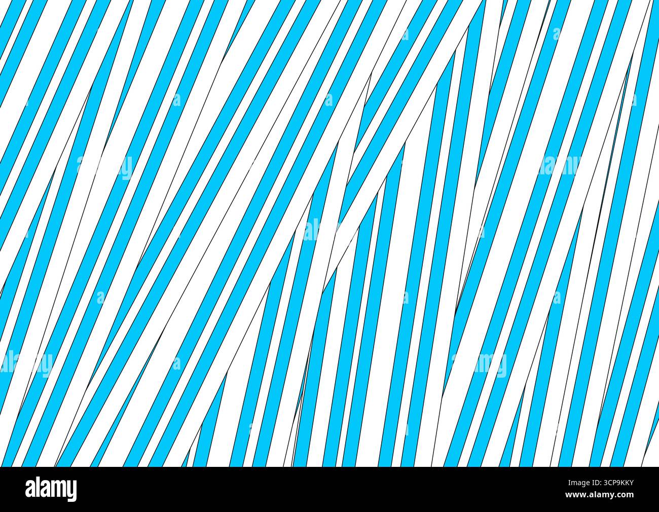 Abstract blue and white diagonal stripe pattern with black lines ...