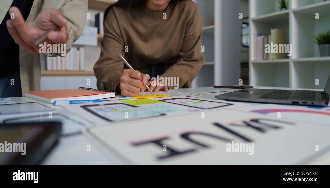 Focused UX UI Design Work with Sketches and Notes Stock Photo - Alamy