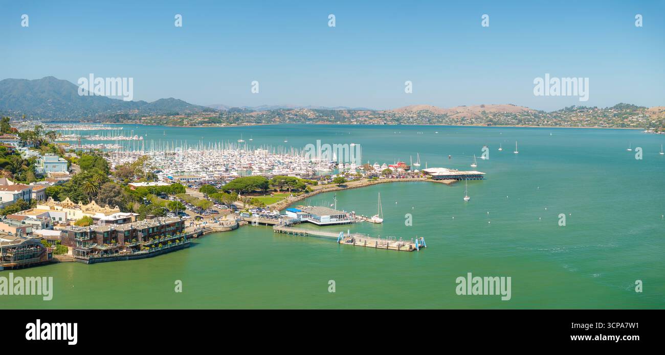 Aerial view above sausalito california hi-res stock photography