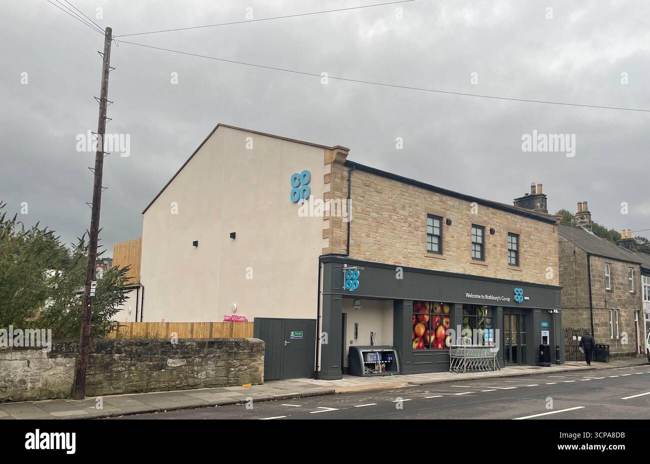 Brand new build convenience store in Rothbury - Smartphone Captured Stock Image