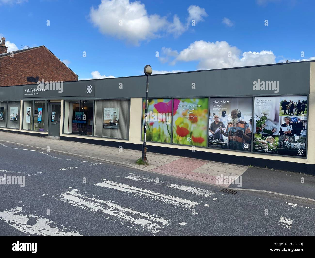 Refurbished funeralcare branch front elevation - Smartphone Captured Stock Image