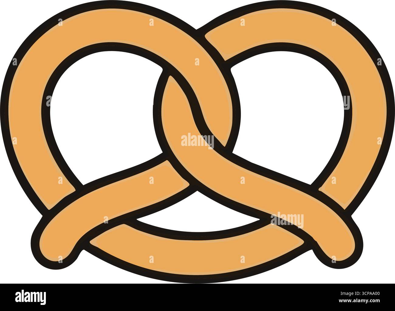 Delicious Baked Pretzel Snack Art. A delightful golden brown culinary item, depicting a classic twisted shape. This appetizing pastry symbolizes warmt Stock Vector