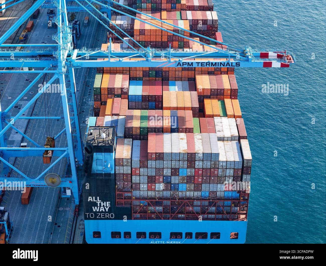 Vado Gateway, Italy - 21 September 2025: Aerial view of a colossal ...