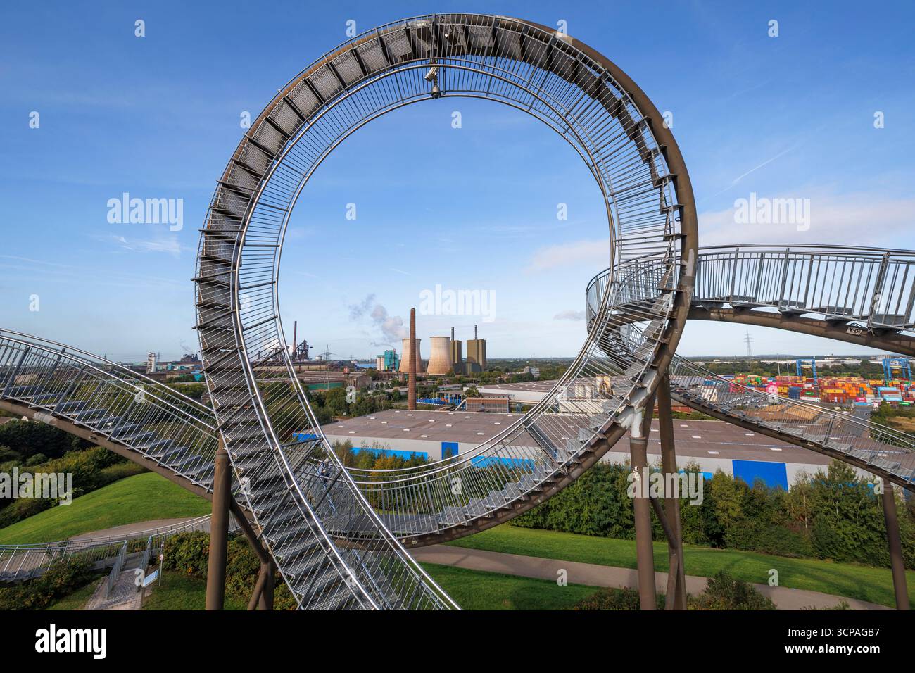 Tiger and Turtle - Magic Mountain, large sculpture by Heike Mutter and Ulrich Genth on Heinrich-Hildebrand-Hoehe in Angerpark in Duisburg-Angerhausen, Stock Photo