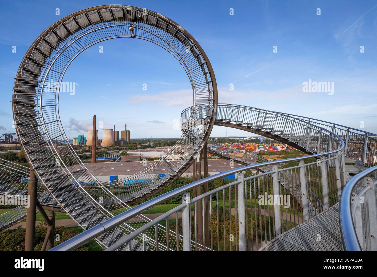 Tiger and Turtle - Magic Mountain, large sculpture by Heike Mutter and Ulrich Genth on Heinrich-Hildebrand-Hoehe in Angerpark in Duisburg-Angerhausen, Stock Photo