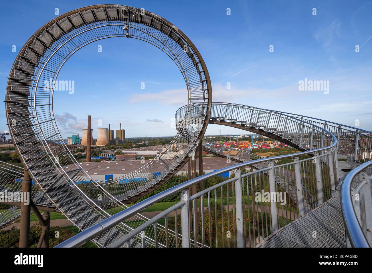 Tiger and Turtle - Magic Mountain, large sculpture by Heike Mutter and Ulrich Genth on Heinrich-Hildebrand-Hoehe in Angerpark in Duisburg-Angerhausen, Stock Photo