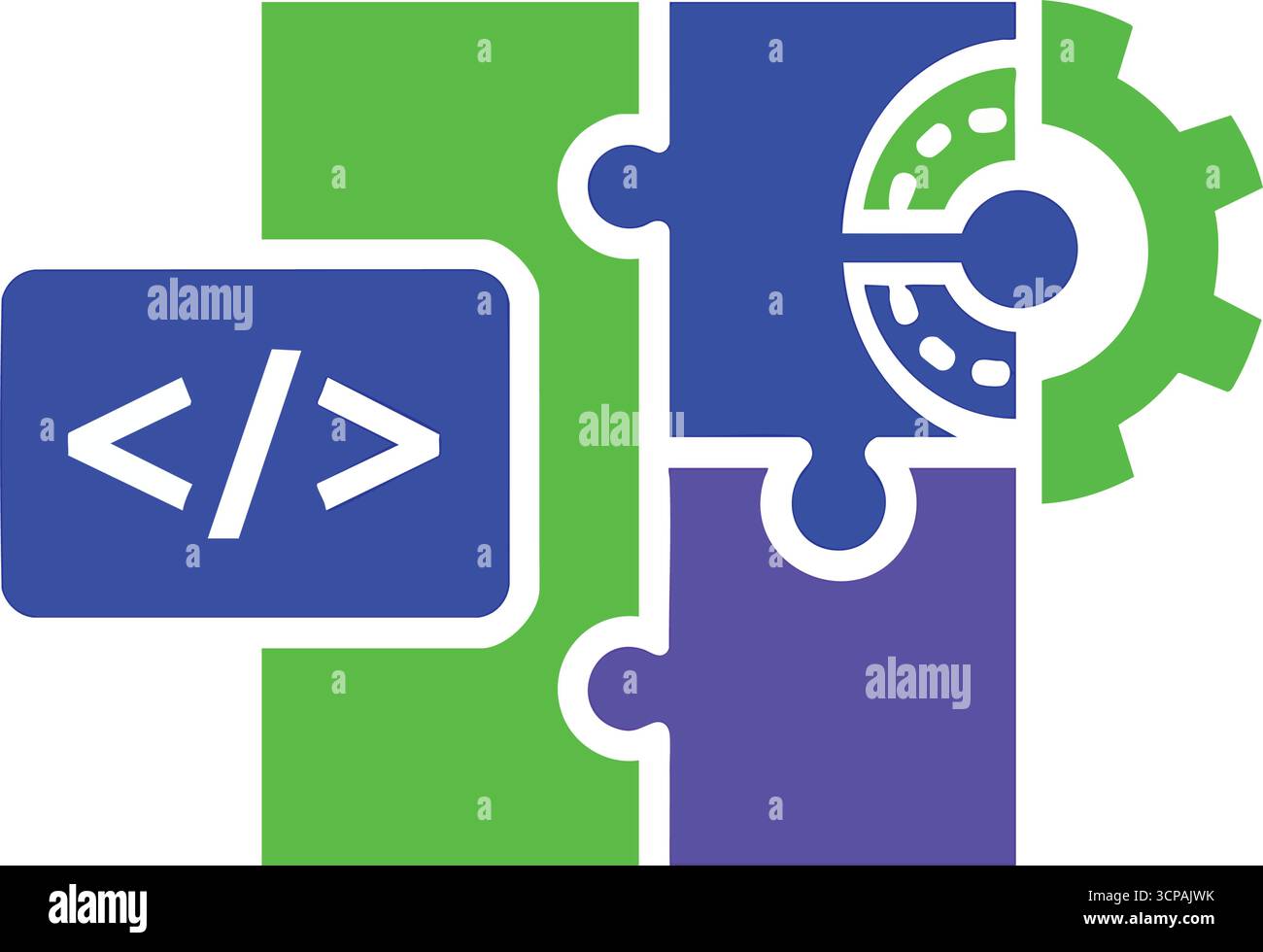 Code Logic System Integration. Vibrant graphic depicts programming ...