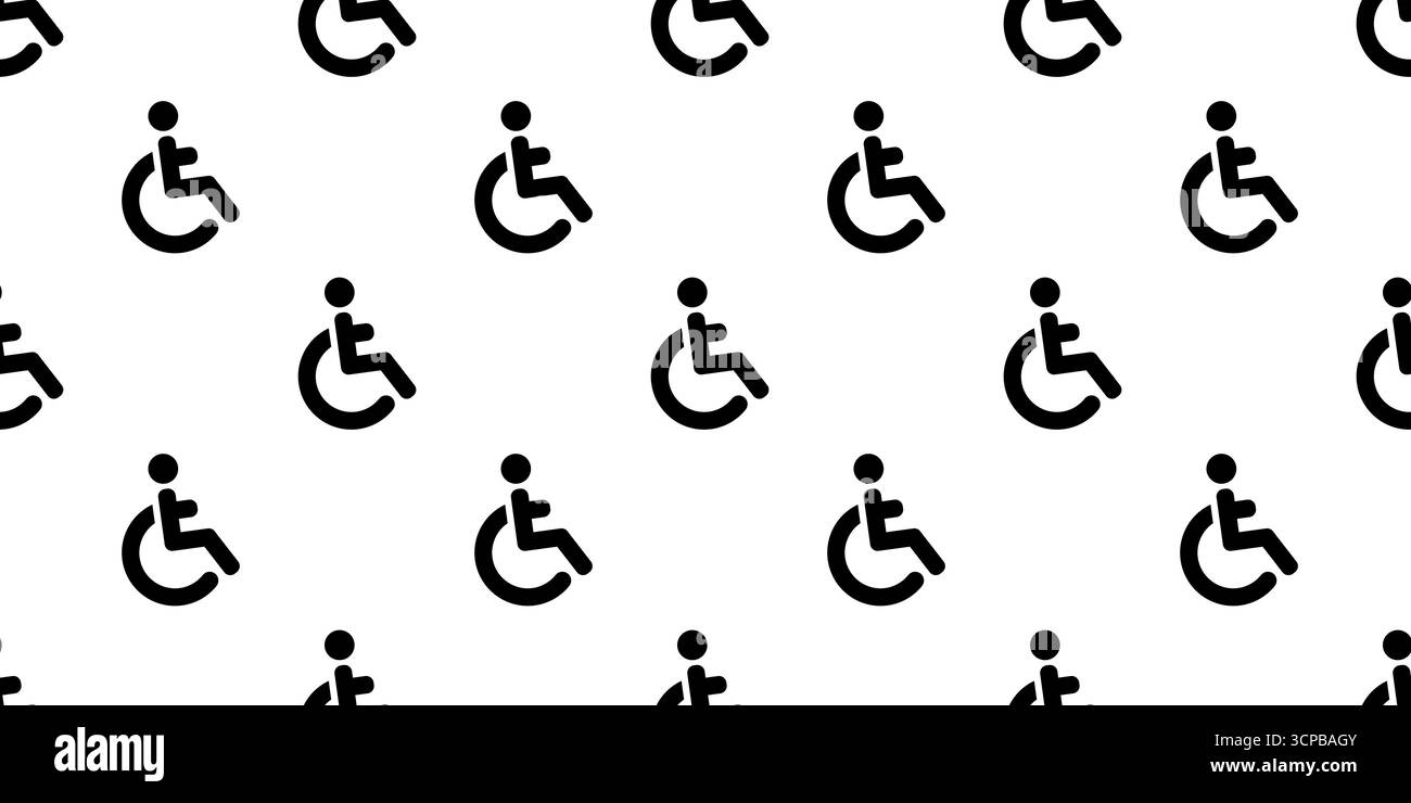 Seamless disabled wheelchair icon pattern, repeats vertically and horizontally Stock Vector