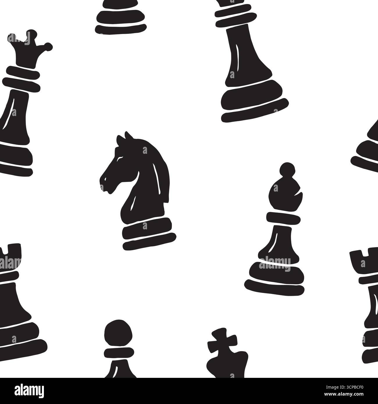 Chess Doodle seamless pattern. Vector illustration flat design background. Stock Vector