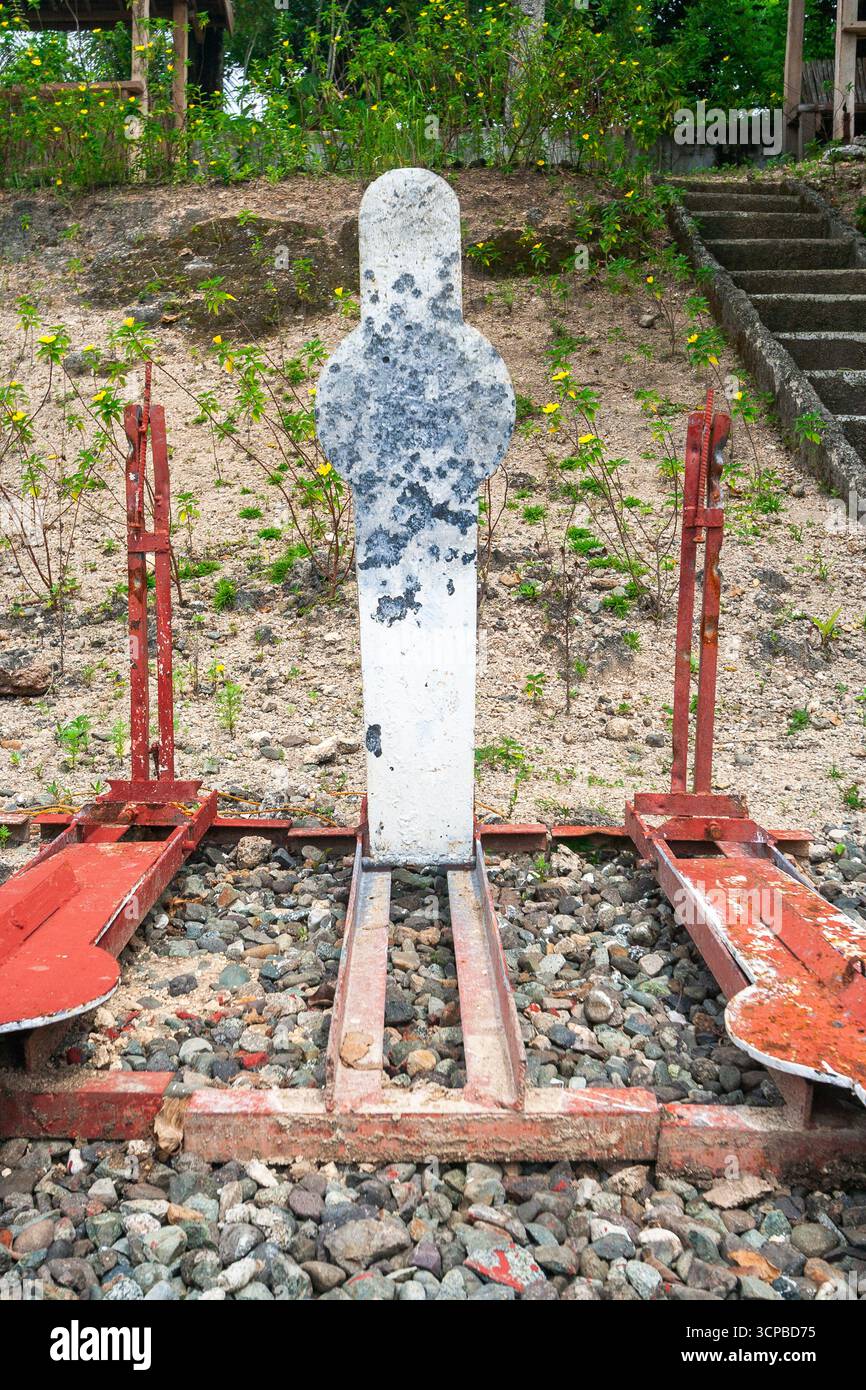 Metal plate in human form used for target practice at a firing range in Cebu, Philippines Stock Photo