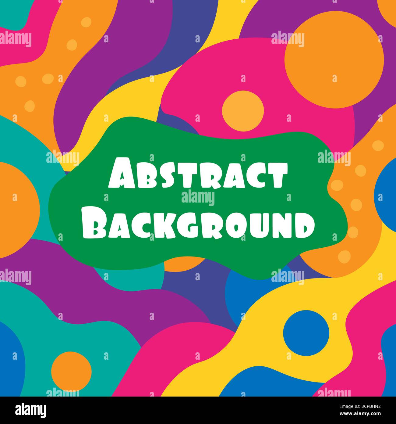 Modern abstract illustration with fluid curves and colorful circles creating dynamic retro vibe Stock Vector