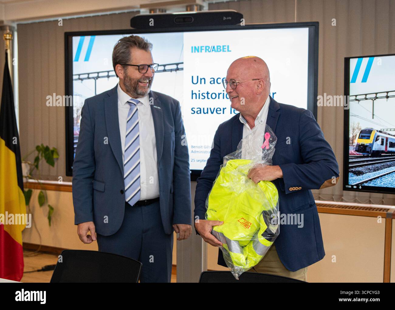Infrabel CEO Benoit Gilson and Minister of Climate and Mobility Jean ...