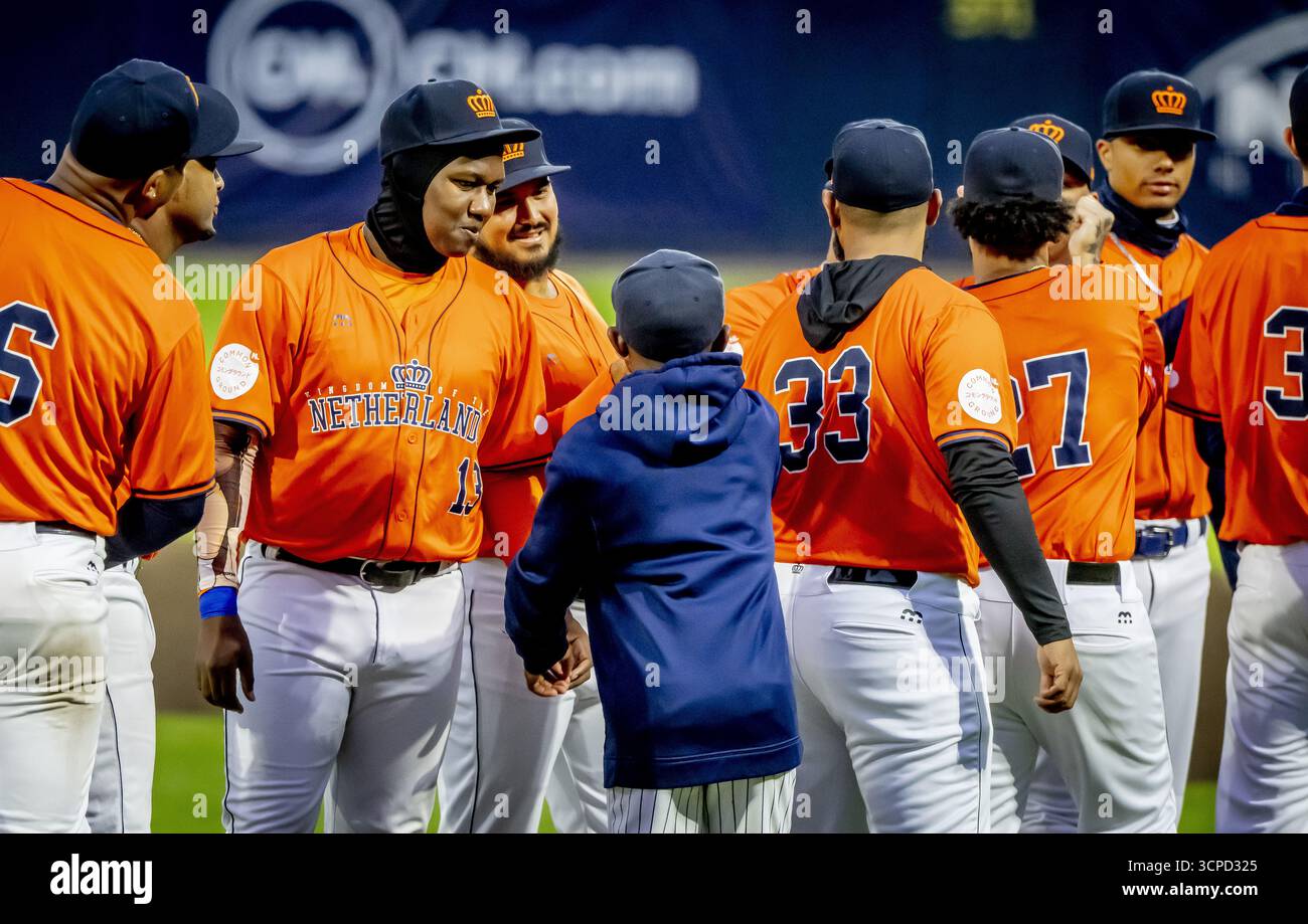 ROTTERDAM - Dutch baseball players in action against Croatia during the ...