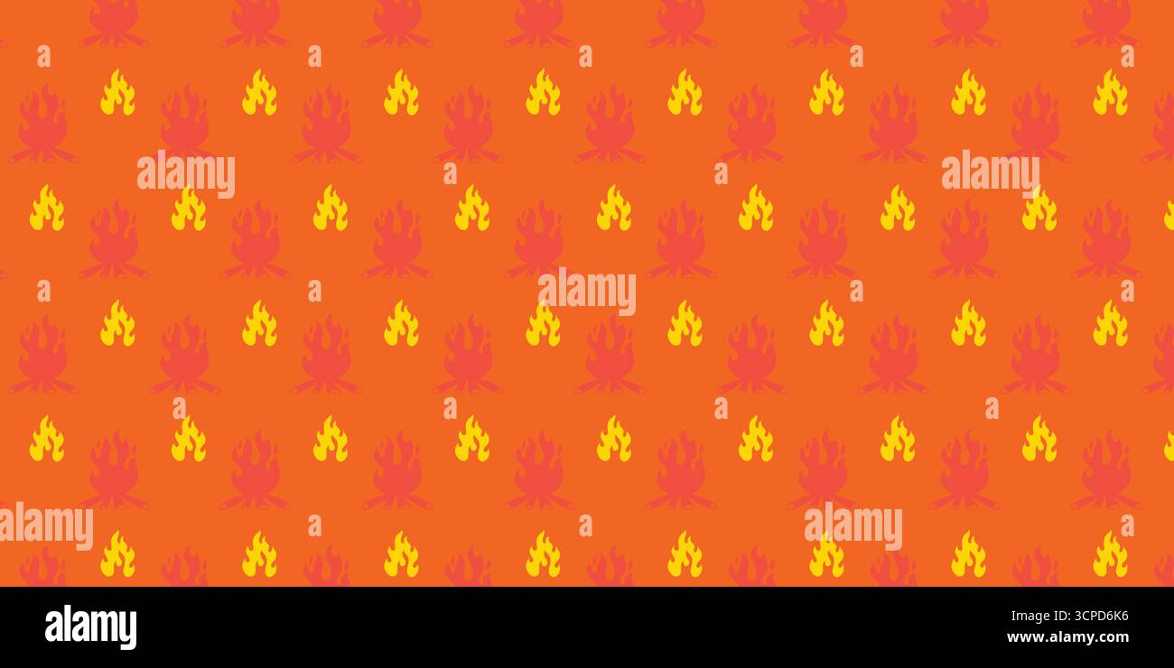 Seamless Fire and Bonfire Flame Pattern Background Stock Vector