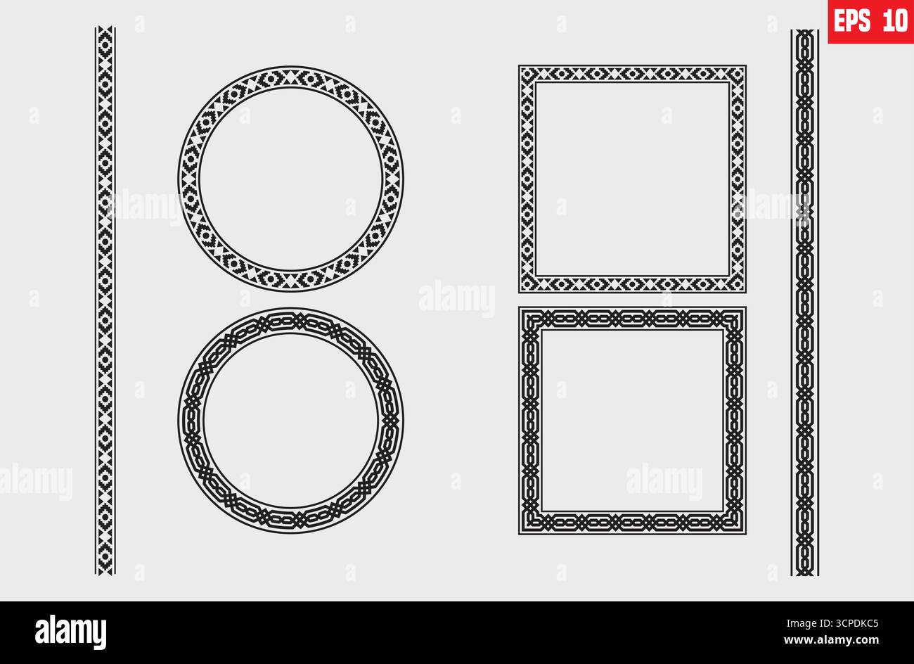 Greek pattern. Roman ellipse frame. Outline Greece border isolated on white background. Round Greece boarder for design prints. Stock Vector