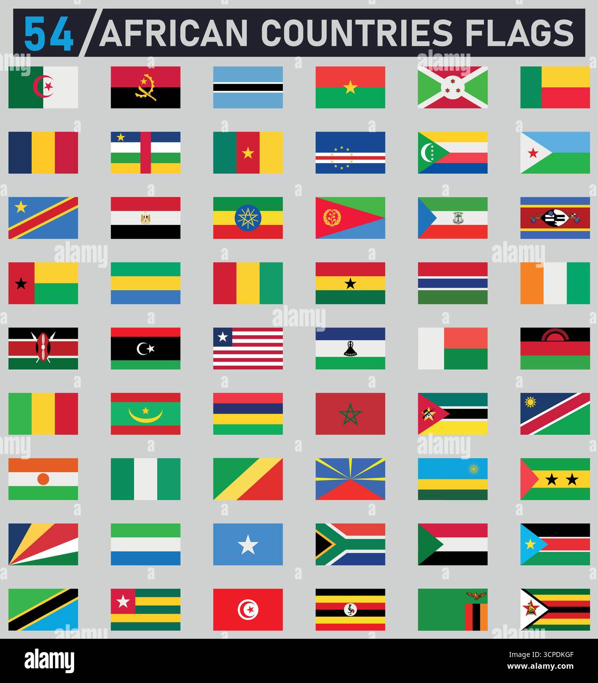 54 african countries flags set vector illustration design Stock Vector