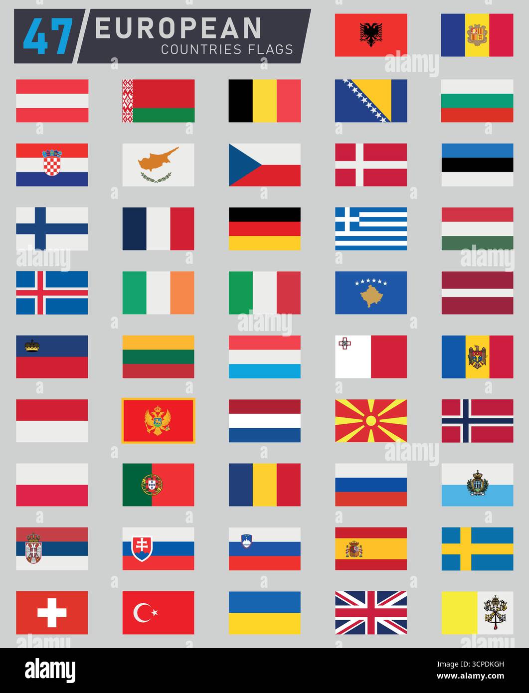 47 european countries flags set vector illustration design Stock Vector