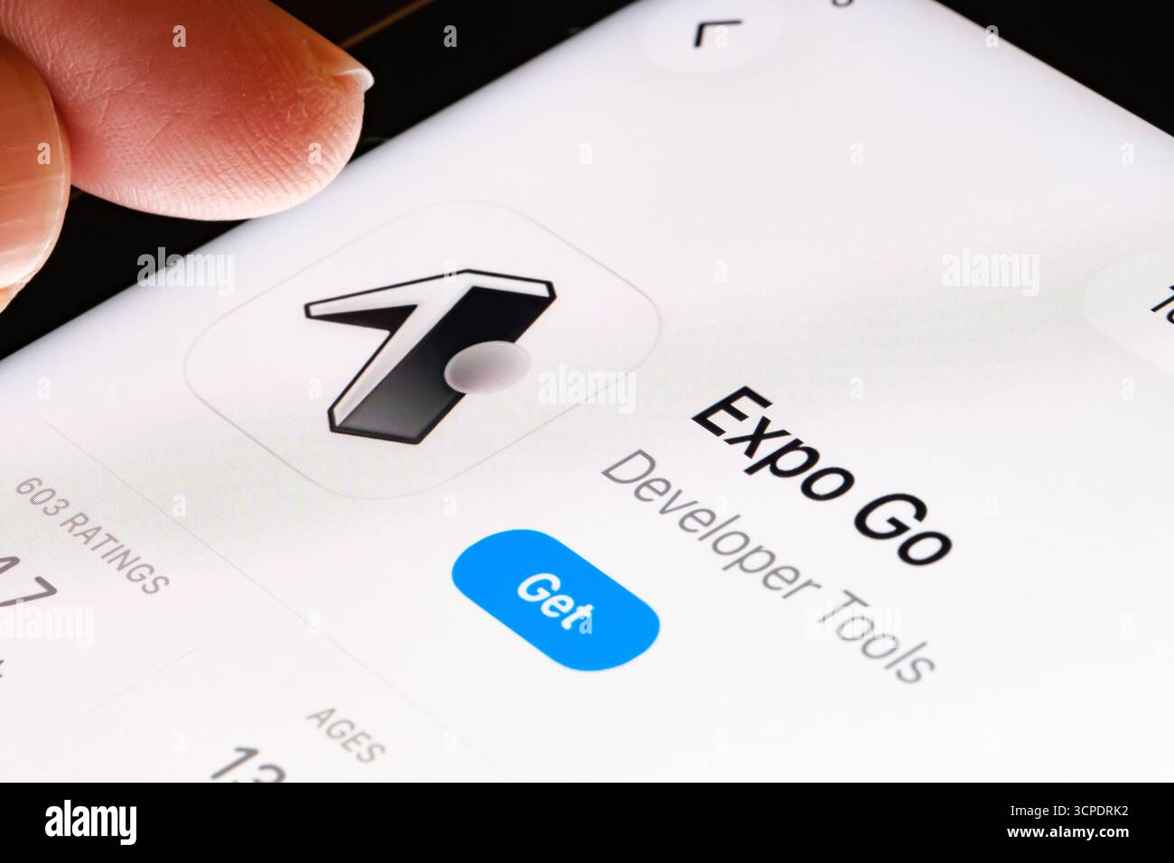 Expo Go on iPad with Apples new Liquid Glass updated app design iOS 26 app listing in App Store. Stafford, United Kingdom, September 25, 2025. Stock Photo