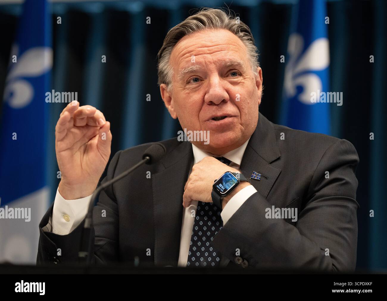 Le premier ministre du Quv©bec, Franvßois Legault, en confv©rence de ...