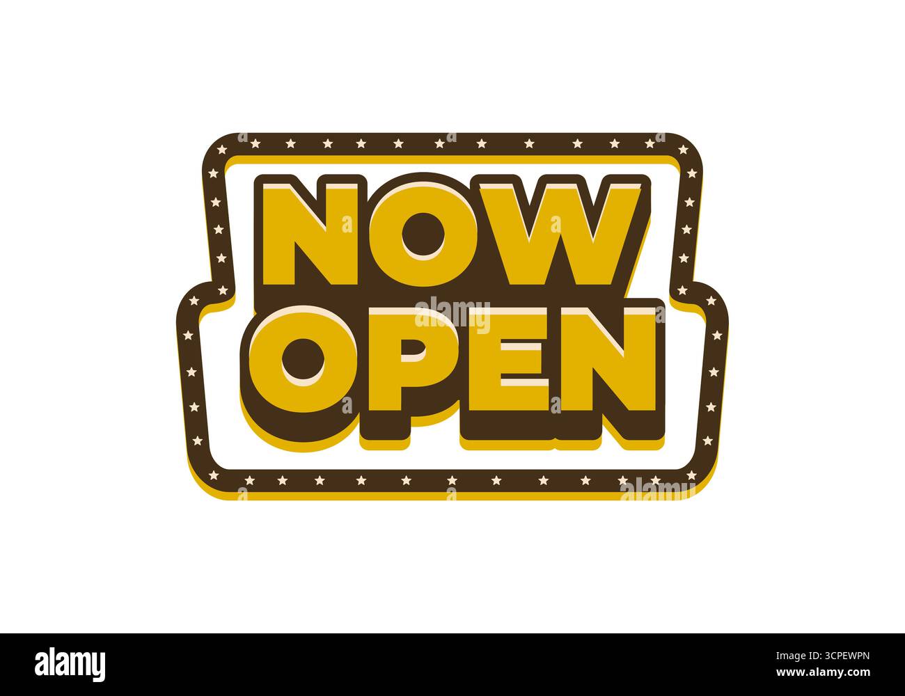 Bold Now Open sign with retro style and star border Stock Vector Image ...